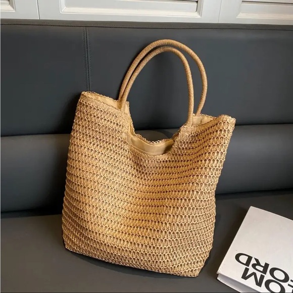 NWT VICI Large Straw Market Tote Bag - Picture 1 of 4